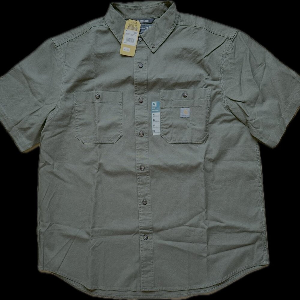 Mens Carhartt Rugged Flex Short Sleeve Button Down Shirt, XL, NWT
